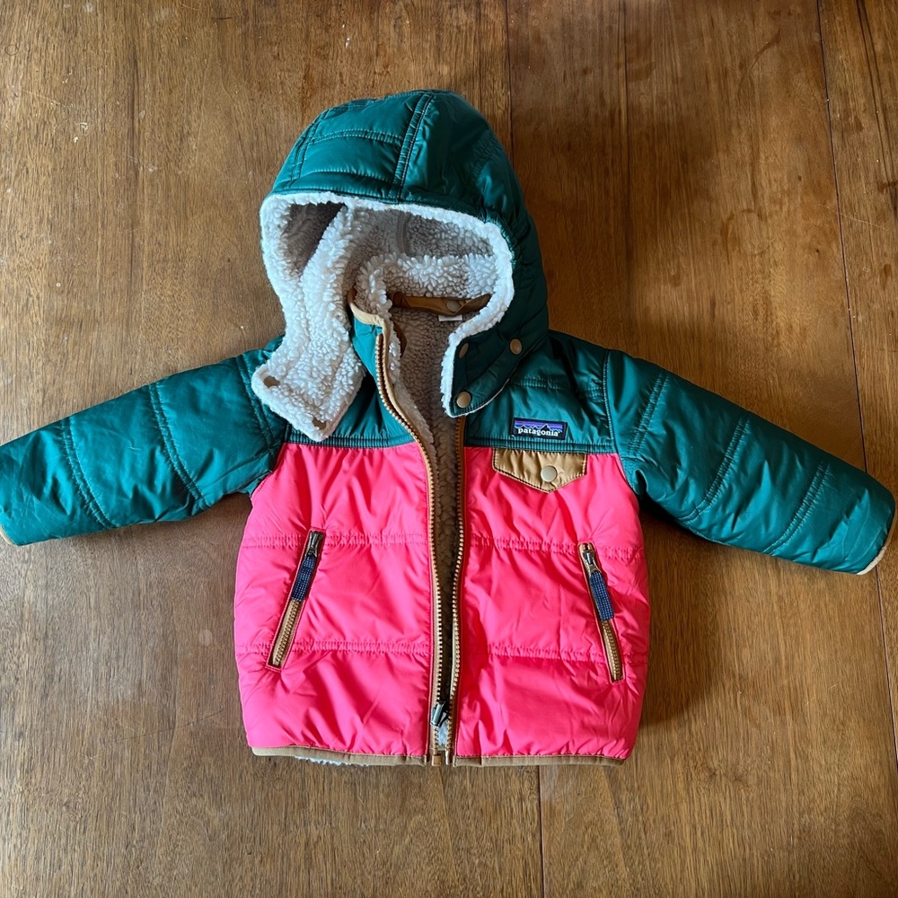 Patagonia Green and Pink Hooded Jacket